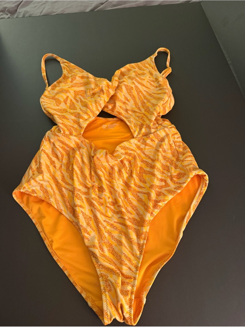 Aerie Yellow Orange One-Piece Swim Suit with Cutout Womens Medium